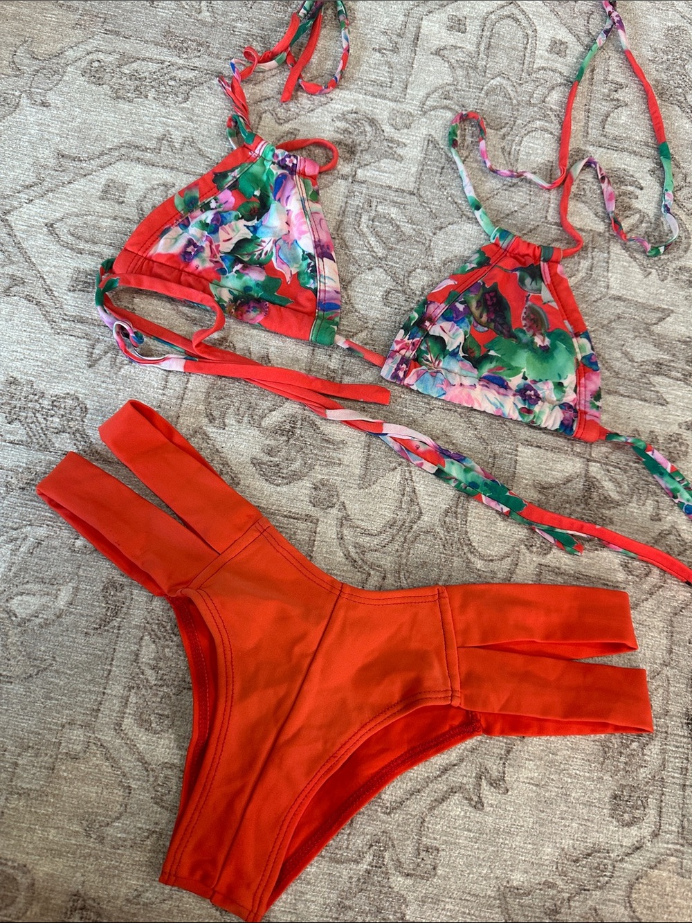 Montce Swim Floral & Orange Two-Piece Bikini Set